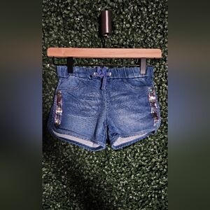 Blue Denim Girls Shorts with Sequin Accents